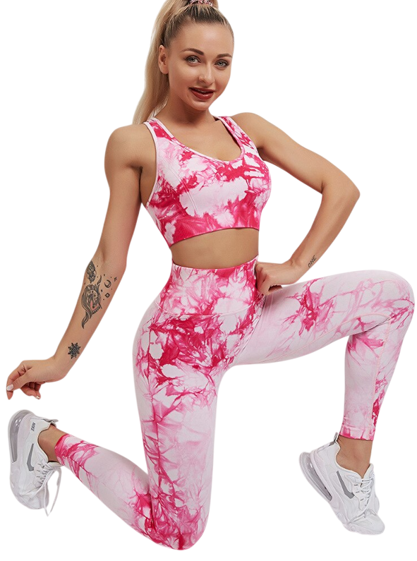 Ensemble Yoga Tie-Dye Fuchsia – Brassière & Legging Seamless