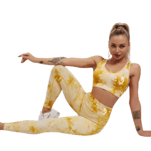 Ensemble Yoga Tie-Dye Jaune Soleil – Brassière & Legging Seamless