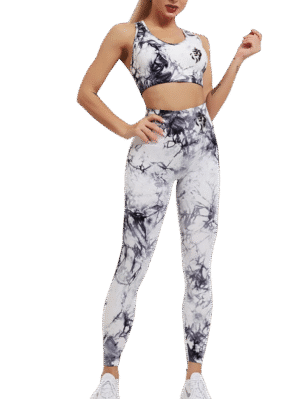 Ensemble Seamless Tie-Dye Noir & Blanc – Brassière & Legging
