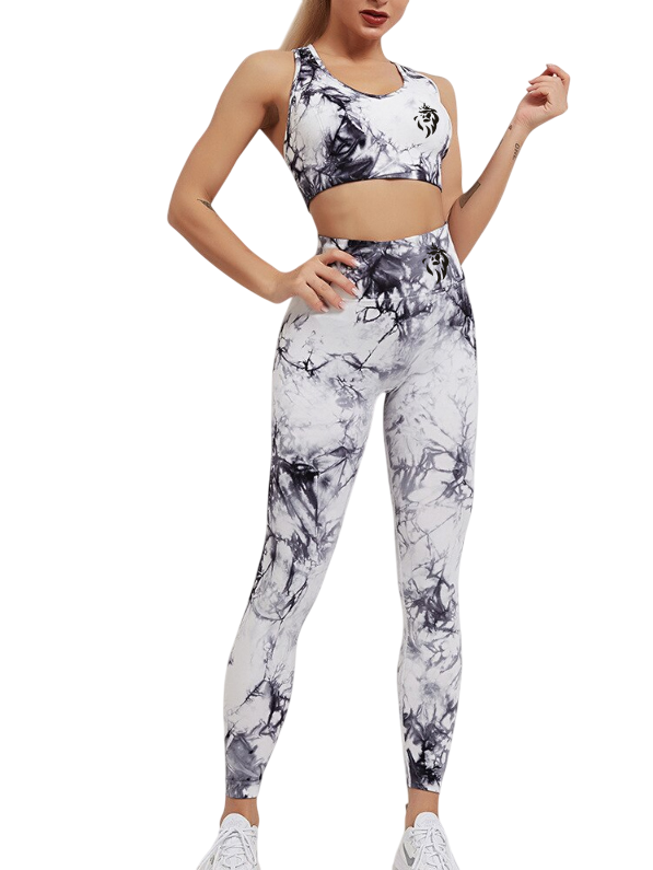 Ensemble Seamless Tie-Dye Noir & Blanc – Brassière & Legging
