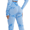 Ensemble Seamless Tie-Dye Bleu Ciel – Brassière & Legging Manches Longues