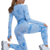 Ensemble Seamless Tie-Dye Bleu Ciel – Brassière & Legging Manches Longues
