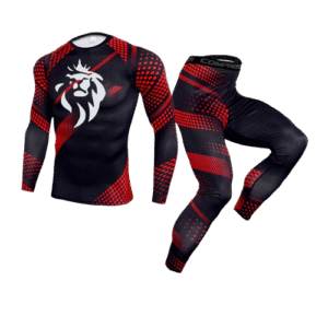 Ensemble Compression LionzFit Rouge & Noir – 2 pièces Performance