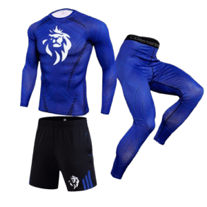 Ensemble Compression LionzFit Bleu Électrique – 3 pièces Performance