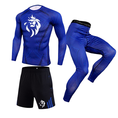 Ensemble Compression LionzFit Bleu Électrique – 3 pièces Performance