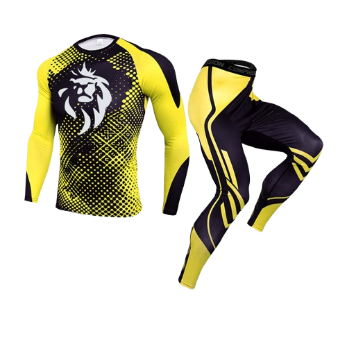 Ensemble Compression LionzFit Jaune & Noir – 2 pièces Performance