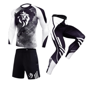 Ensemble Compression LionzFit Noir & Blanc – 3 pièces Performance