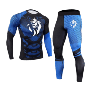 Ensemble Compression LionzFit Bleu & Noir – 2 pièces Performance