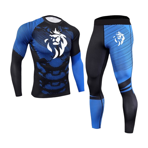 Ensemble Compression LionzFit Bleu & Noir – 2 pièces Performance