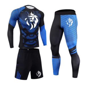Ensemble Compression LionzFit Bleu & Noir – 3 pièces Performance