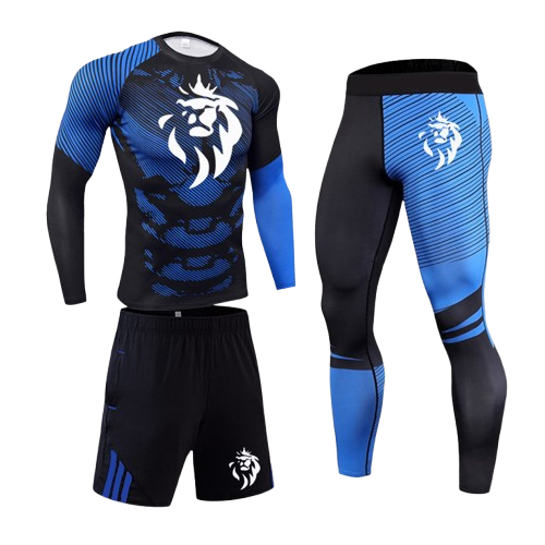 Ensemble Compression LionzFit Bleu & Noir – 3 pièces Performance