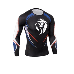 T-shirt Thermique Compression Noir & Bleu – Polyester Technique