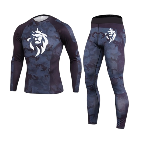Ensemble Sport LionzFit Camouflage Bleu Nuit 2 Pièces – Performance & Style