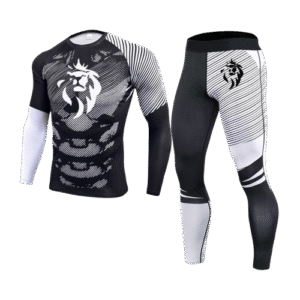 Ensemble Compression LionzFit Noir & Blanc – 2 Pièces Performance
