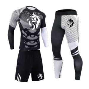 Ensemble Compression LionzFit Noir & Blanc – 3 Pièces Performance