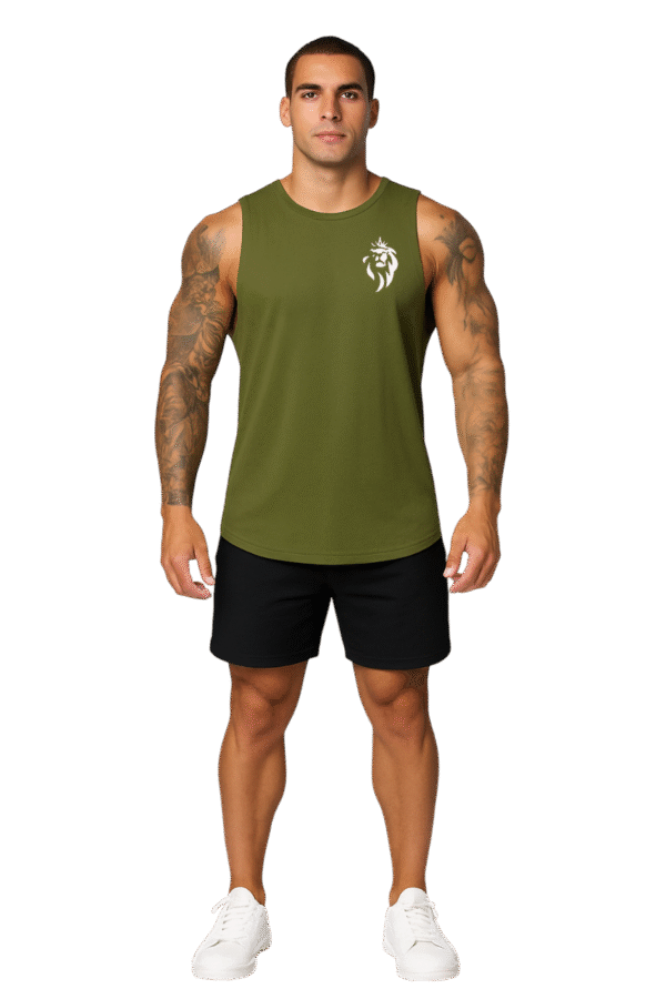 Débardeur Sport Homme Kaki Olive – Coton & Spandex