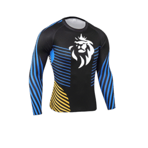 T-shirt Thermique Compression Noir & Bleu Jaune – Polyester Technique