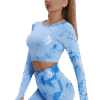 Ensemble Seamless Tie-Dye Bleu Ciel – Brassière & Legging Manches Longues