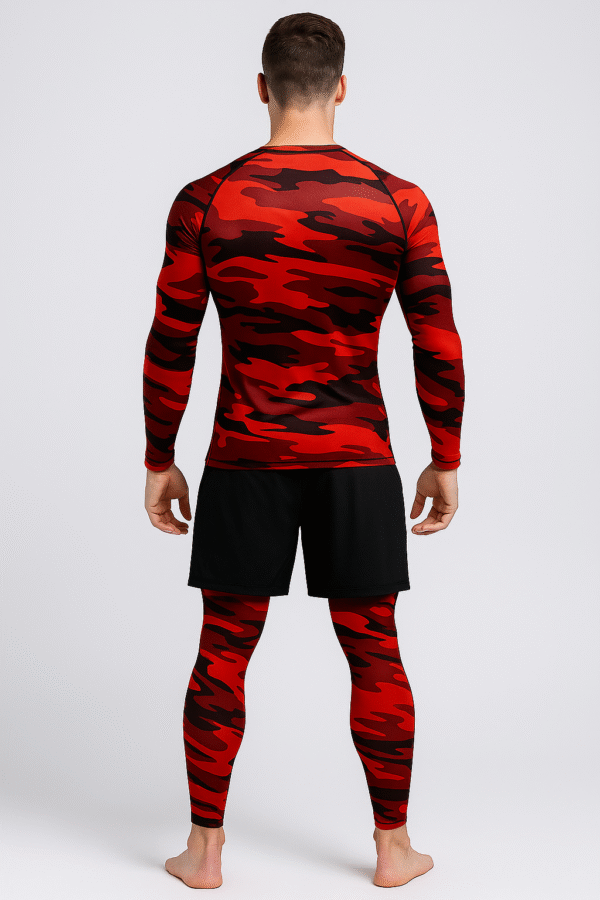 Ensemble Compression LionzFit Camo Rouge – 3 pièces Performance