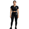 Ensemble Sport Côtelé Crop Top Zippé & Legging Taille Haute Noir
