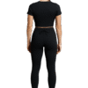 Ensemble Sport Côtelé Crop Top Zippé & Legging Taille Haute Noir