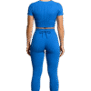 Ensemble Sport Côtelé Bleu Royal – Crop Top Zippé & Legging Taille Haute