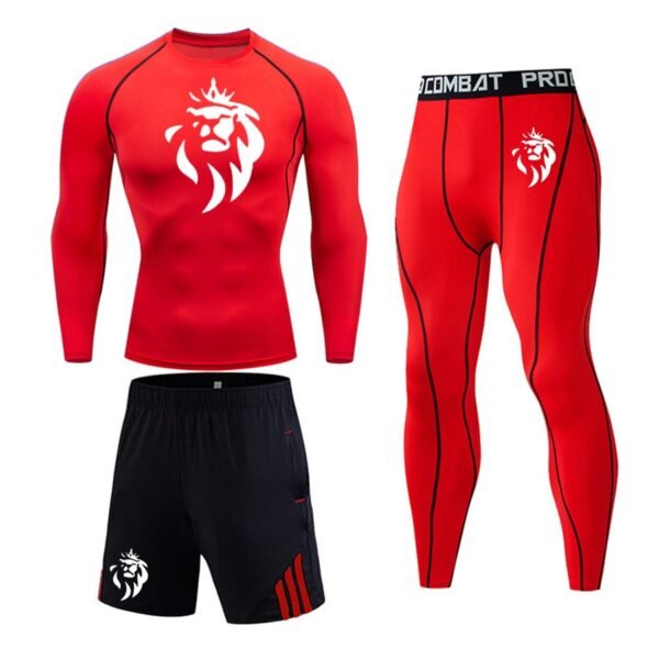Ensemble Compression Rouge Intense LionzFit 3 pièces – Énergie & Soutien