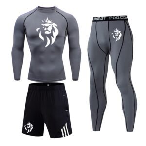 Ensemble Compression Gris Minéral LionzFit – Élégance & Performance