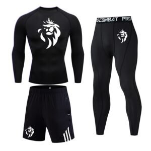 Ensemble Compression Noir Intense LionzFit 3 pièces – Coupe Ajustée