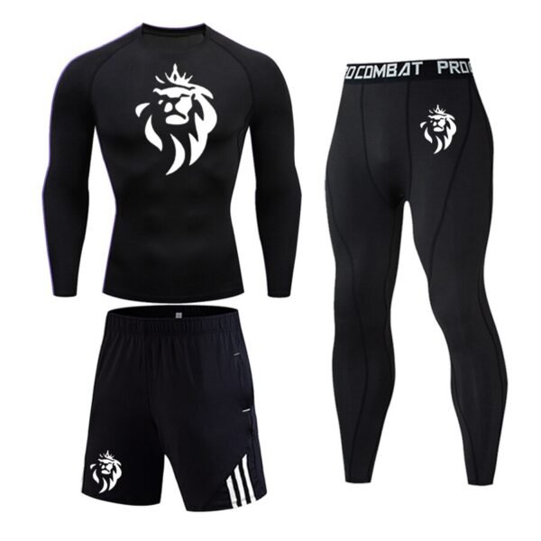 Ensemble Compression Noir Intense LionzFit 3 pièces – Coupe Ajustée