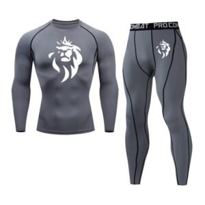 Ensemble Compression Gris Minéral LionzFit 2 pièces– Élégance & Performance