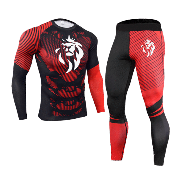 Ensemble Compression LionzFit Rouge & Noir – 2 pièces Haute Performance