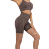 Brassière de sport seamless haute compression – Marron intense