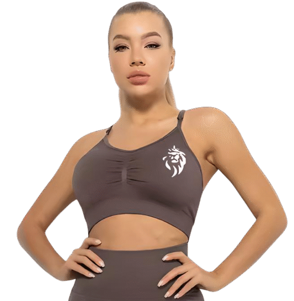 Brassière de sport seamless haute compression – Marron intense